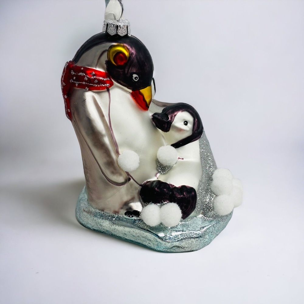 Demdaco Ornament Penguins 4.5” Tall Blown Hlass Christmas Tree Winter Holiday